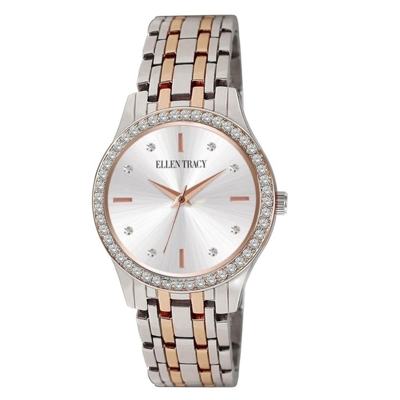 ELLEN TRACY • Duotone Silver Rose Gold Watch Includes Box Ready To Wear - Picture 1 of 3